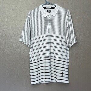 BILLABONG Casual SS Shirt Mens L White Black Surfer Striped Soft Cotton Blend
